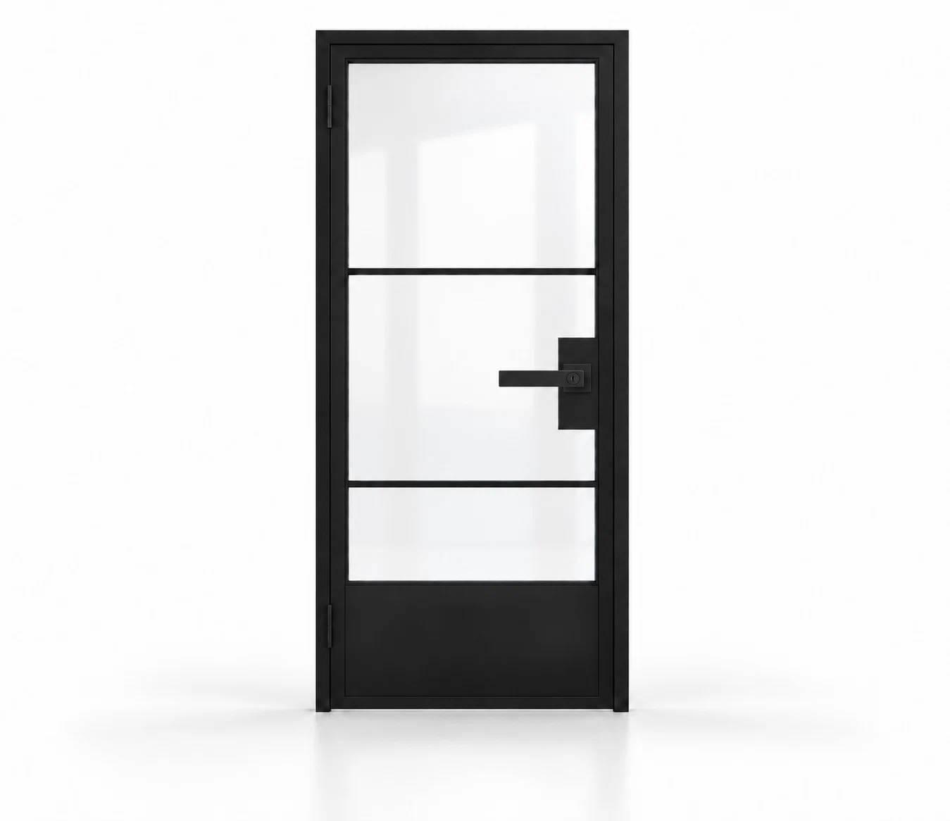 USABD 3 Lite Interior Steel Door with Short Bottom Panel and included keyed rectangular lever — studio