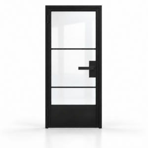 USABD 3 Lite Interior Steel Door with Short Bottom Panel and included keyed rectangular lever — studio