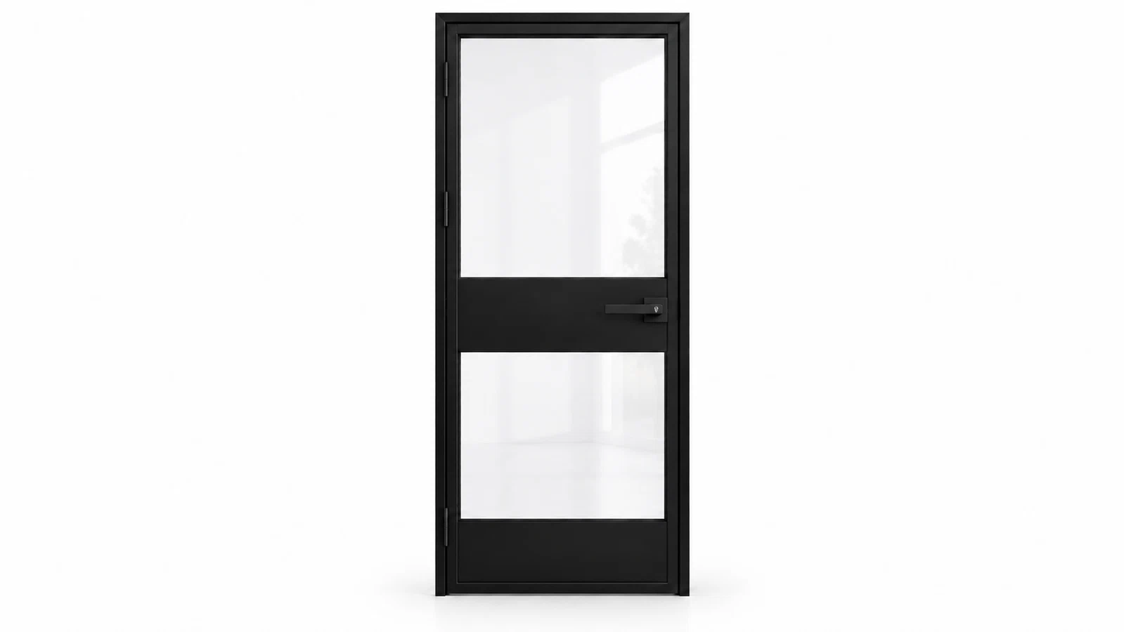USABD 2 Lite Interior Steel Door with Kickboard — studio view with included lever lockset