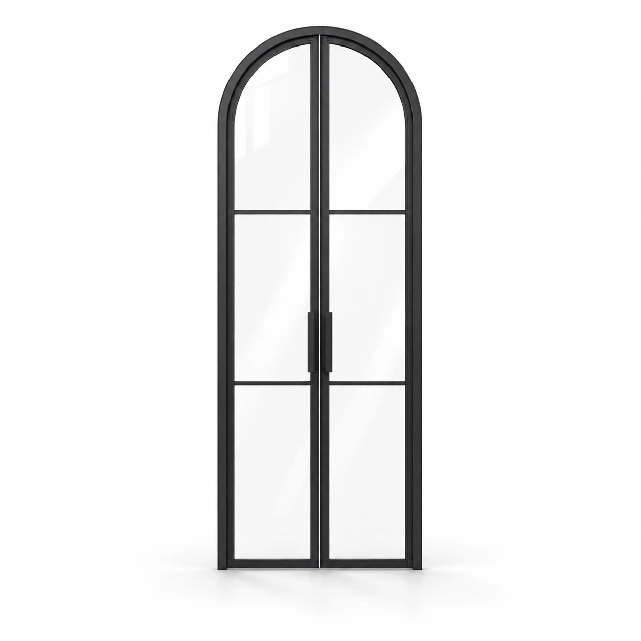 3-Lite Full-Arch Double Steel Pantry Door on a white background — product visualization