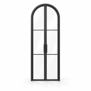3-Lite Full-Arch Double Steel Pantry Door on a white background — product visualization