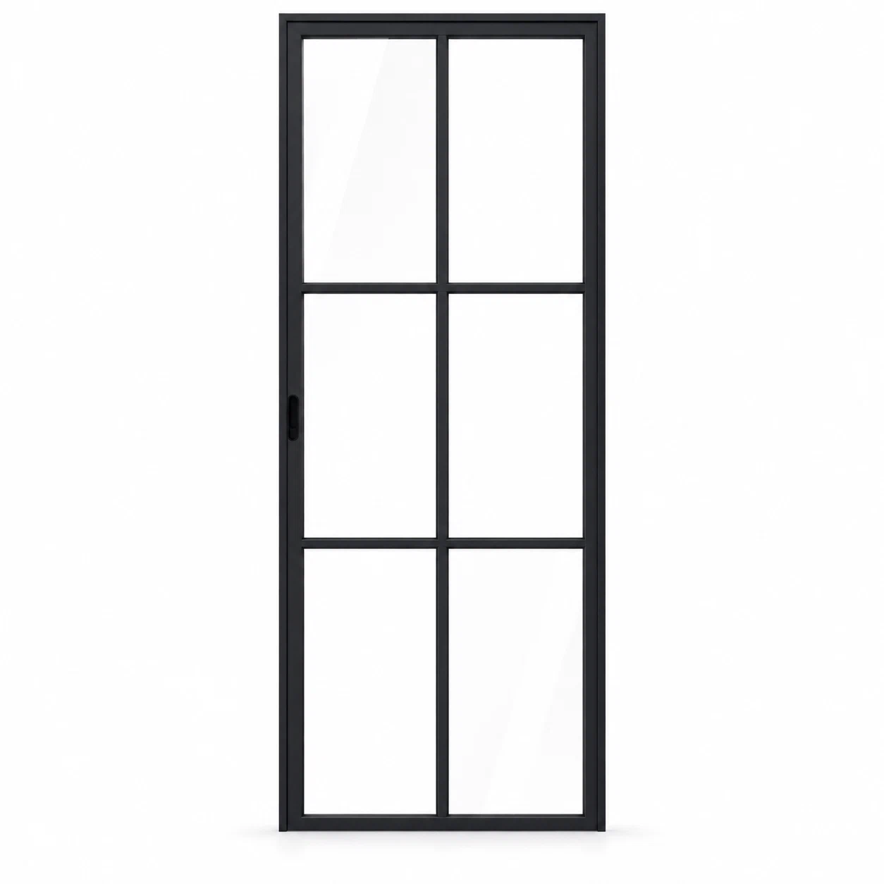 6-Lite Single Steel Pocket Pantry Door on a white background — product visualization