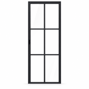 6-Lite Single Steel Pocket Pantry Door on a white background — product visualization