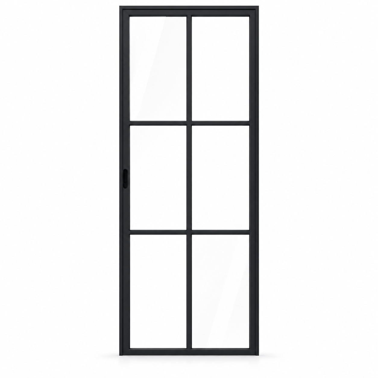 6-Lite Single Steel Pocket Pantry Door on a white background — product visualization