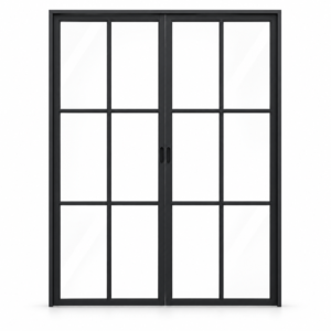6-Lite Double Steel Pocket Pantry Door on a white background — product visualization