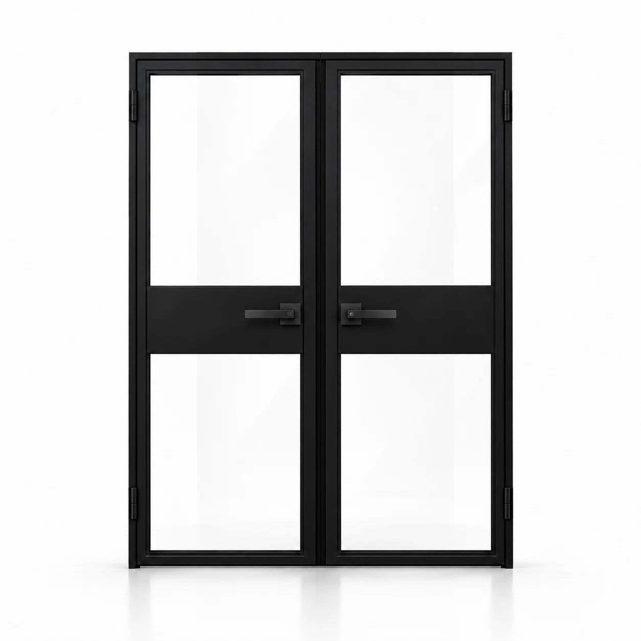 USABD 2 Lite Interior Steel Double Door with included matte-black lever hardware — studio