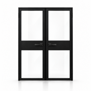 USABD 2 Lite Interior Steel Double Door with included matte-black lever hardware — studio