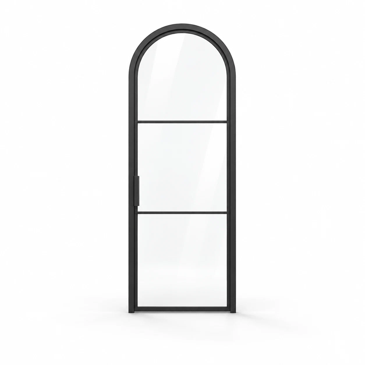 3-Lite Full-Arch Single Steel Pantry Door on a white background — product visualization