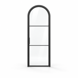 3-Lite Full-Arch Single Steel Pantry Door on a white background — product visualization