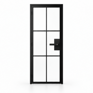 USABD six-lite full-height-grid interior hinged steel door with included lever lock — studio