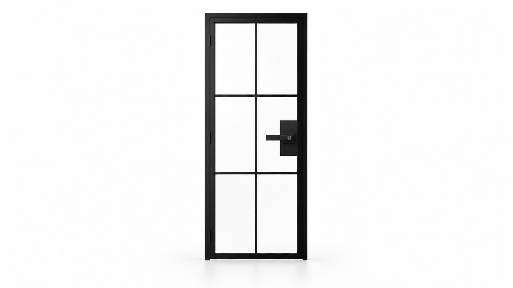 USABD six-lite full-height-grid interior hinged steel door with included lever lock — studio