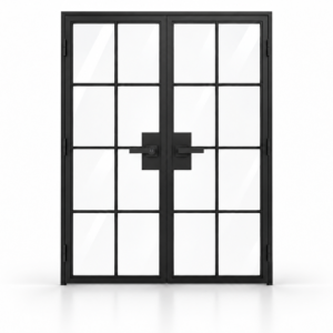 8 Lite interior steel double French door with included lever hardware – studio
