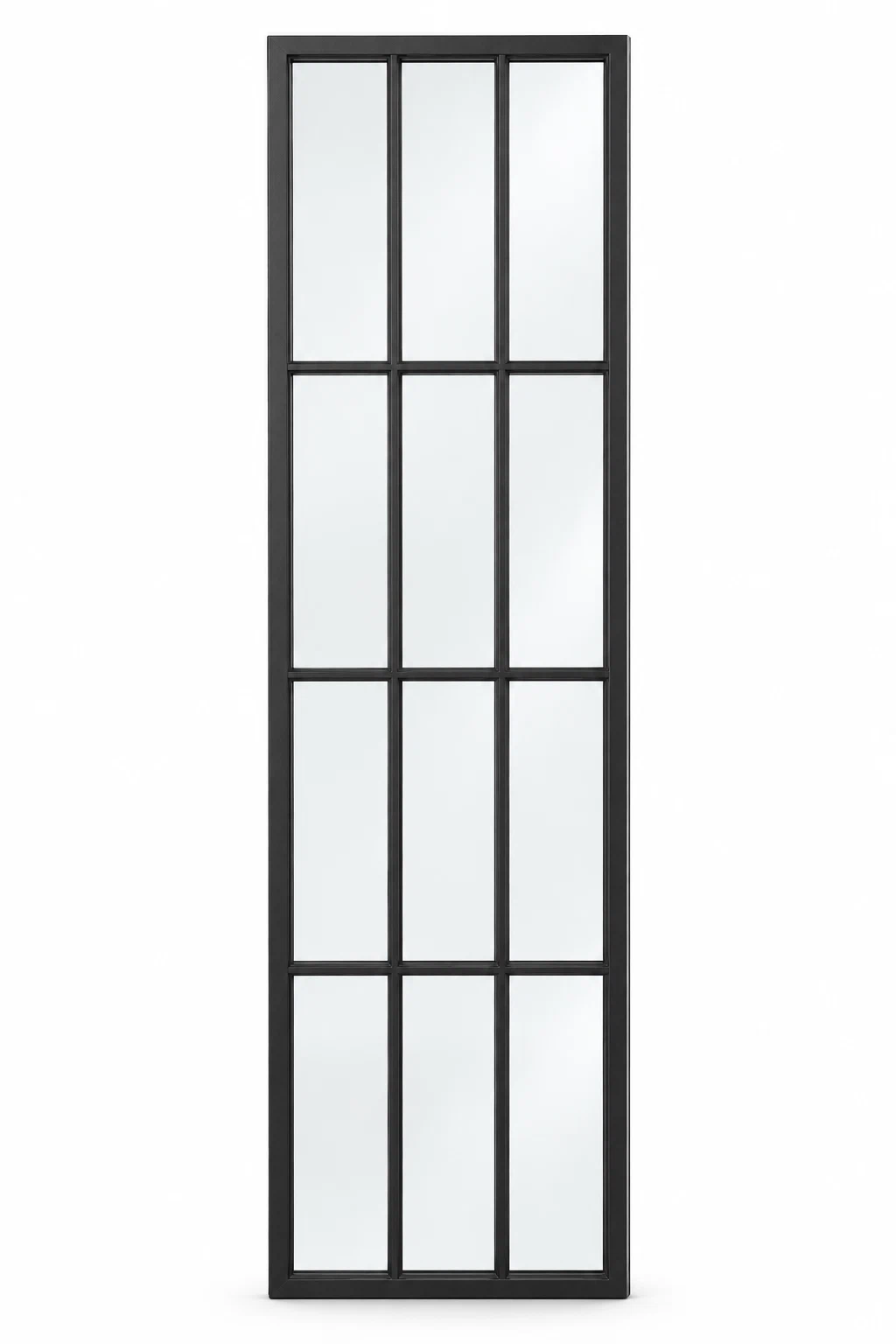 12 Lite steel sidelight, 3 columns by 4 rows, black frame on a white background