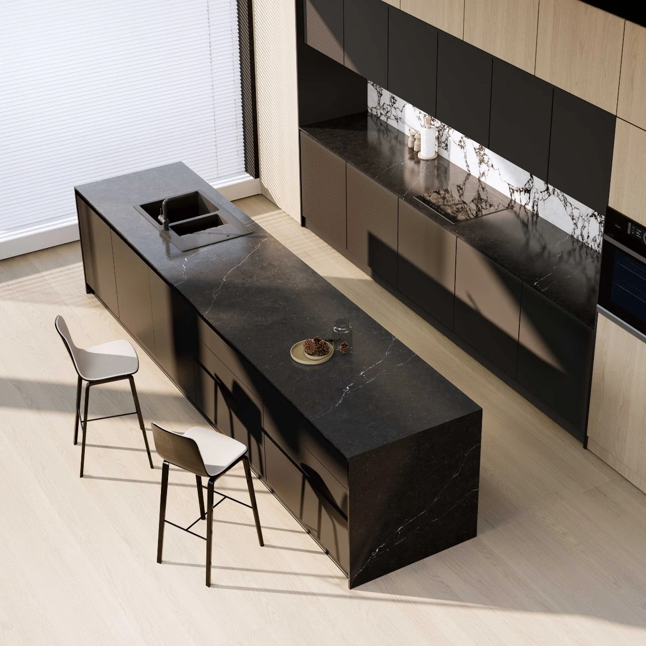 Nero Marquina Porcelain Slab – Bold, Sleek & Highly Durable Surface