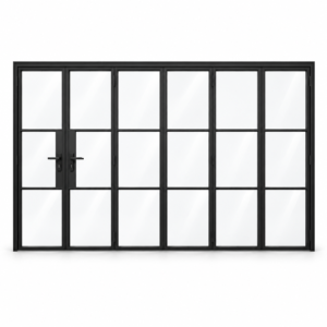 3S 5+1-panel black cold-rolled steel bifold door on a white background — product visualization