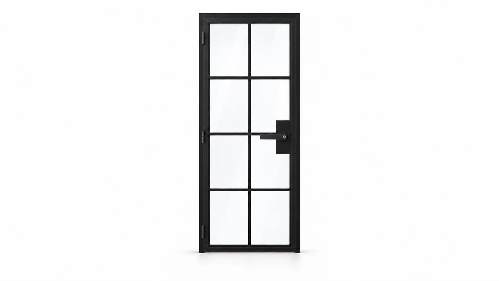 8 Lite single interior steel French door with included keyed lever – studio