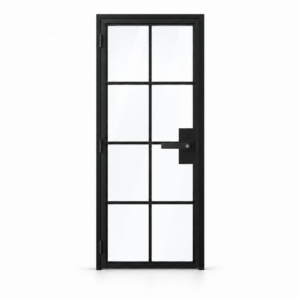 8 Lite single interior steel French door with included keyed lever – studio