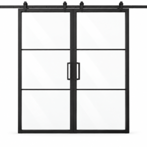 USABD 3 Lite Clear Double Barn Door with included rectangular pulls — studio