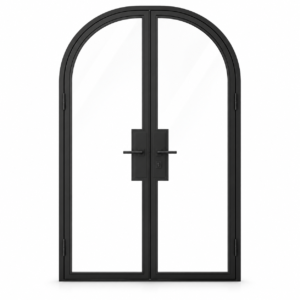 Full Lite Steel Pantry Round Top French Double Door on a white background — product visualization
