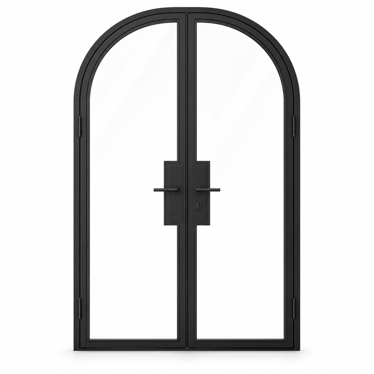 Full Lite Steel Pantry Round Top French Double Door on a white background — product visualization
