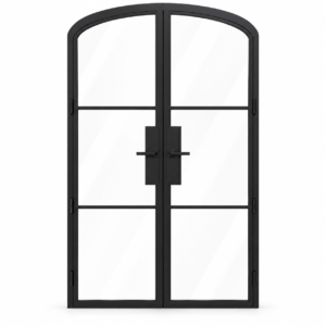 3 Lite Steel Pantry Arched Top French Double Door on a white background — product visualization