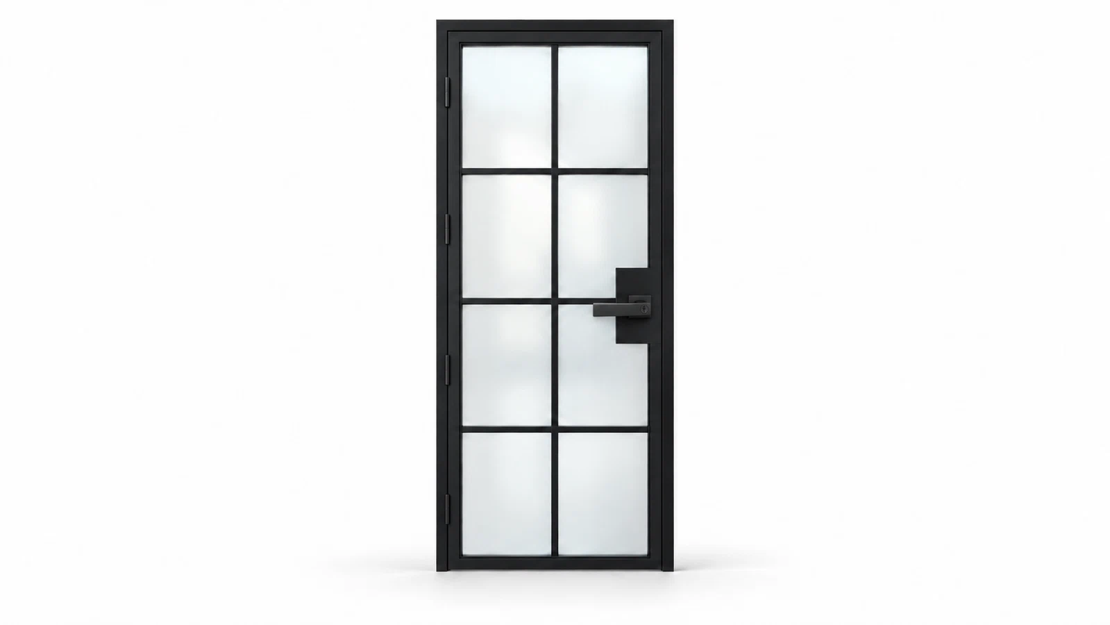 8 Lite frosted-glass interior steel door with included keyed lever – studio