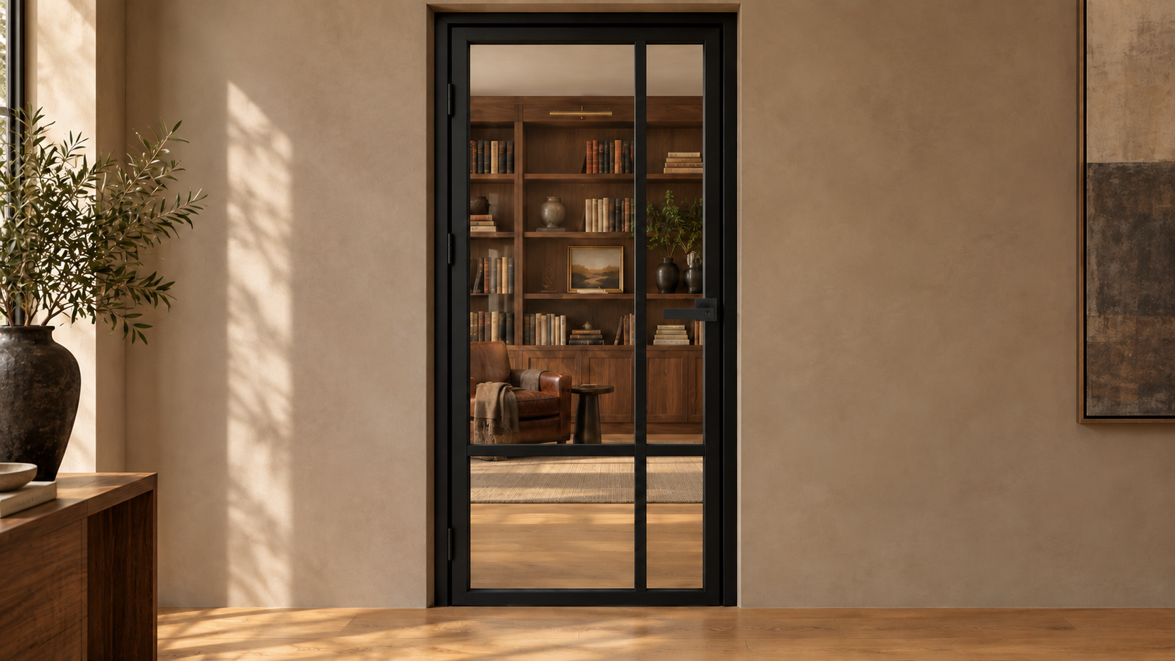 USABD 4 Lite Bottom Inward Interior Steel Door with included lever-lock — library