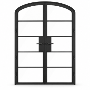 5 Lite Steel Pantry Arched Top French Double Door on a white background — product visualization