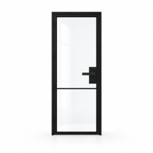 USABD 2 Lite Interior Steel French Door with included black lever hardware — studio