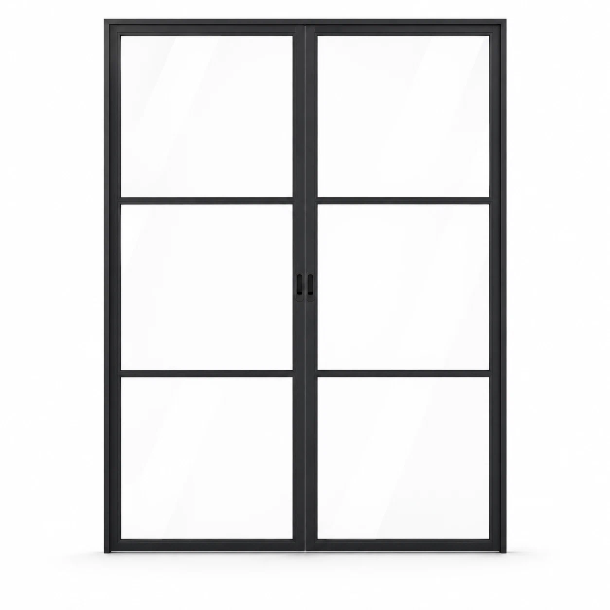 3-Lite Double Steel Pocket Pantry Door on a white background — product visualization