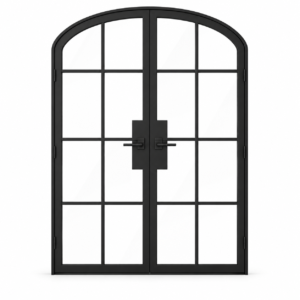 8 Lite Steel Pantry Arched Top French Double Door on a white background — product visualization