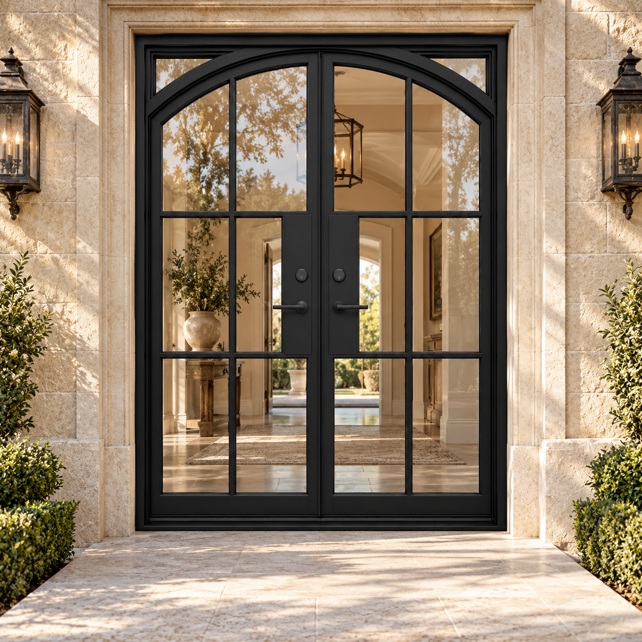 Bellmont Six Glass Double in a luxury residential setting — design visualization; hardware and finish are illustrative