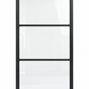 Three stacked lite fixed steel window with two horizontal bars — studio AI design visualization