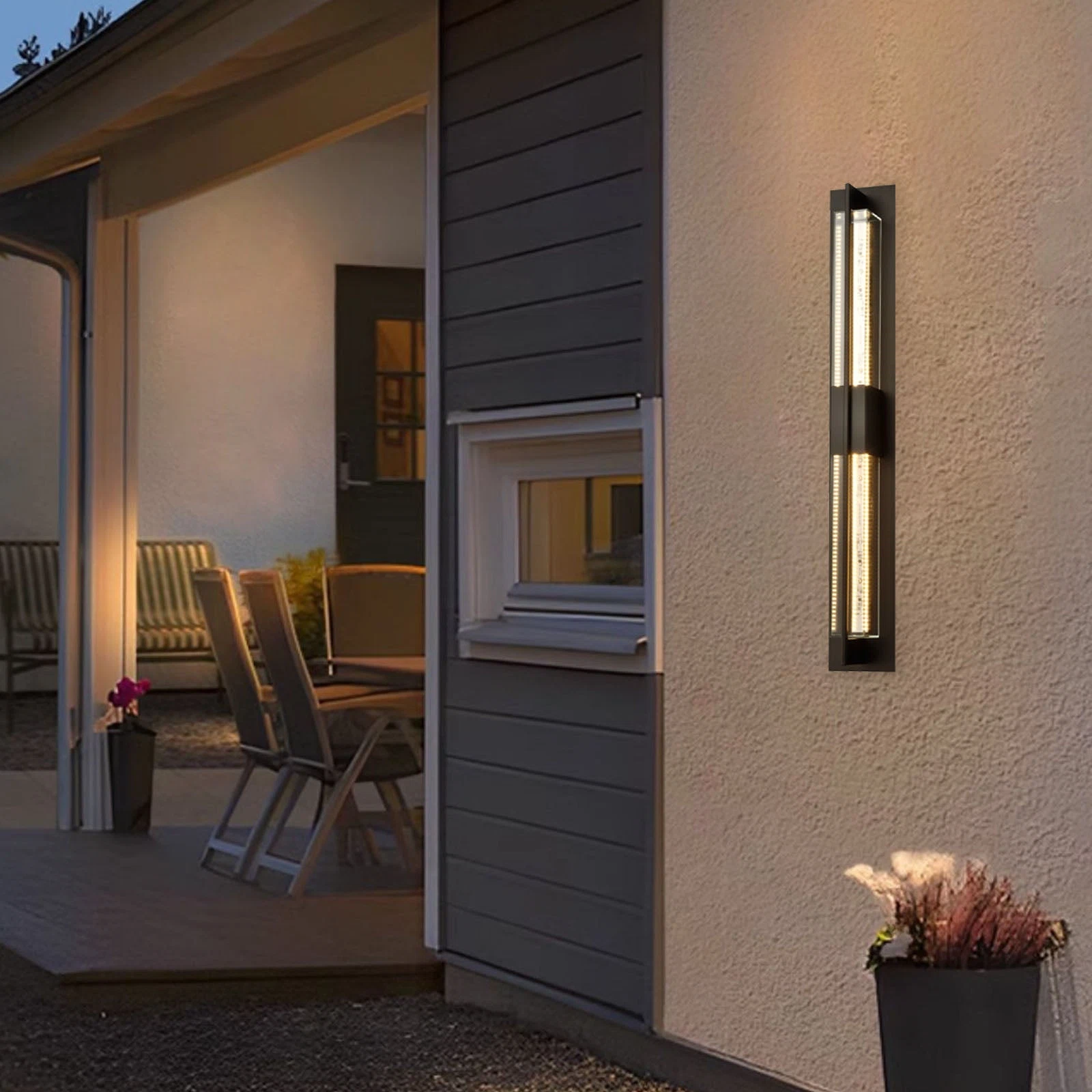 Forthesia Large Black LED Outdoor Wall Sconce