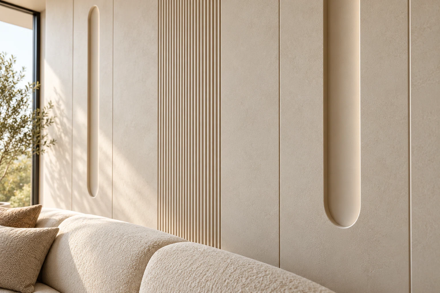 Serene custom architectural wall panel concept — close-up view of surface and panel detailing