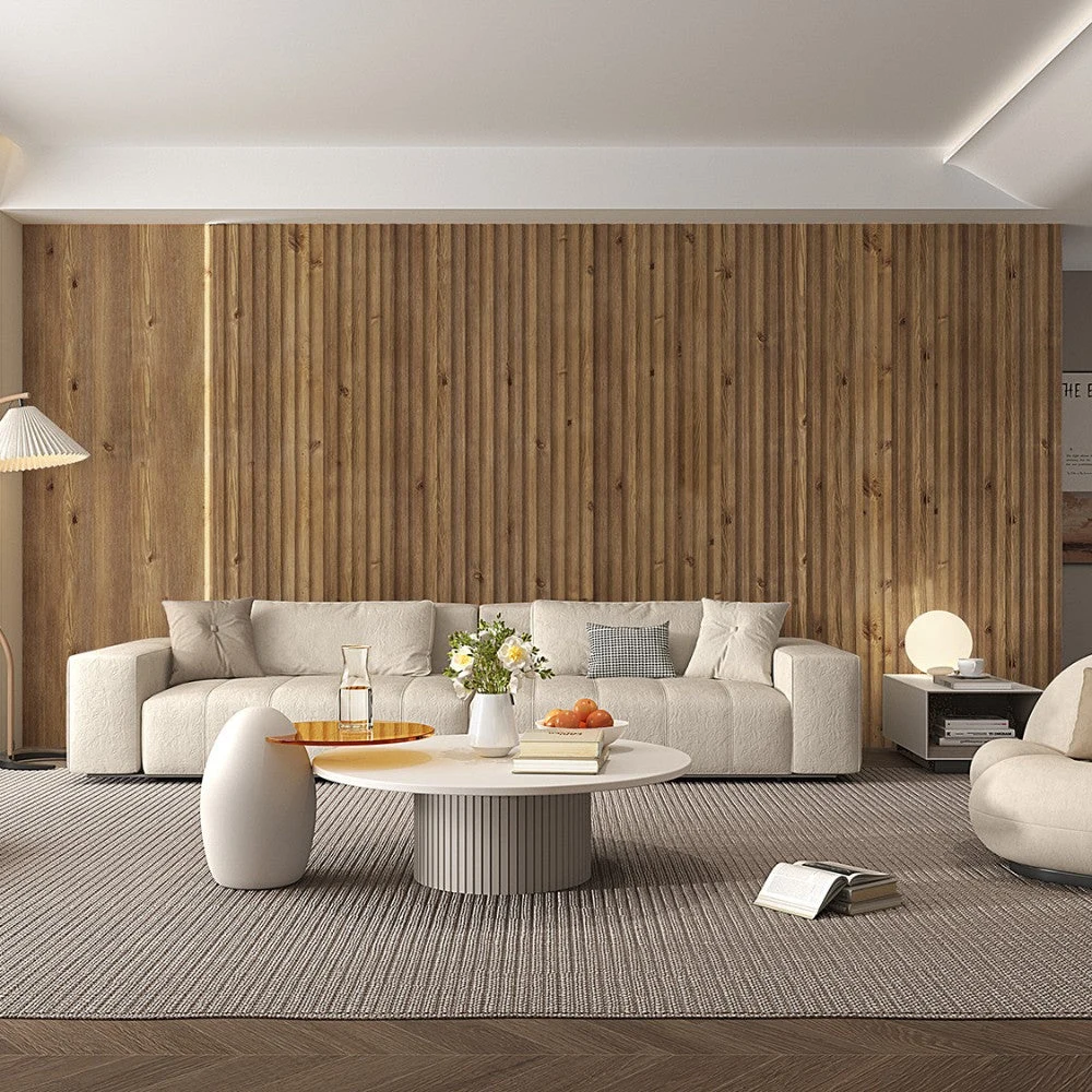 Image of WPC Fluted Slat Wall Panel in Teak