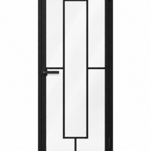 5 Lite Interior Steel Door with Central Rectangle and included matte black keyed lever — studio