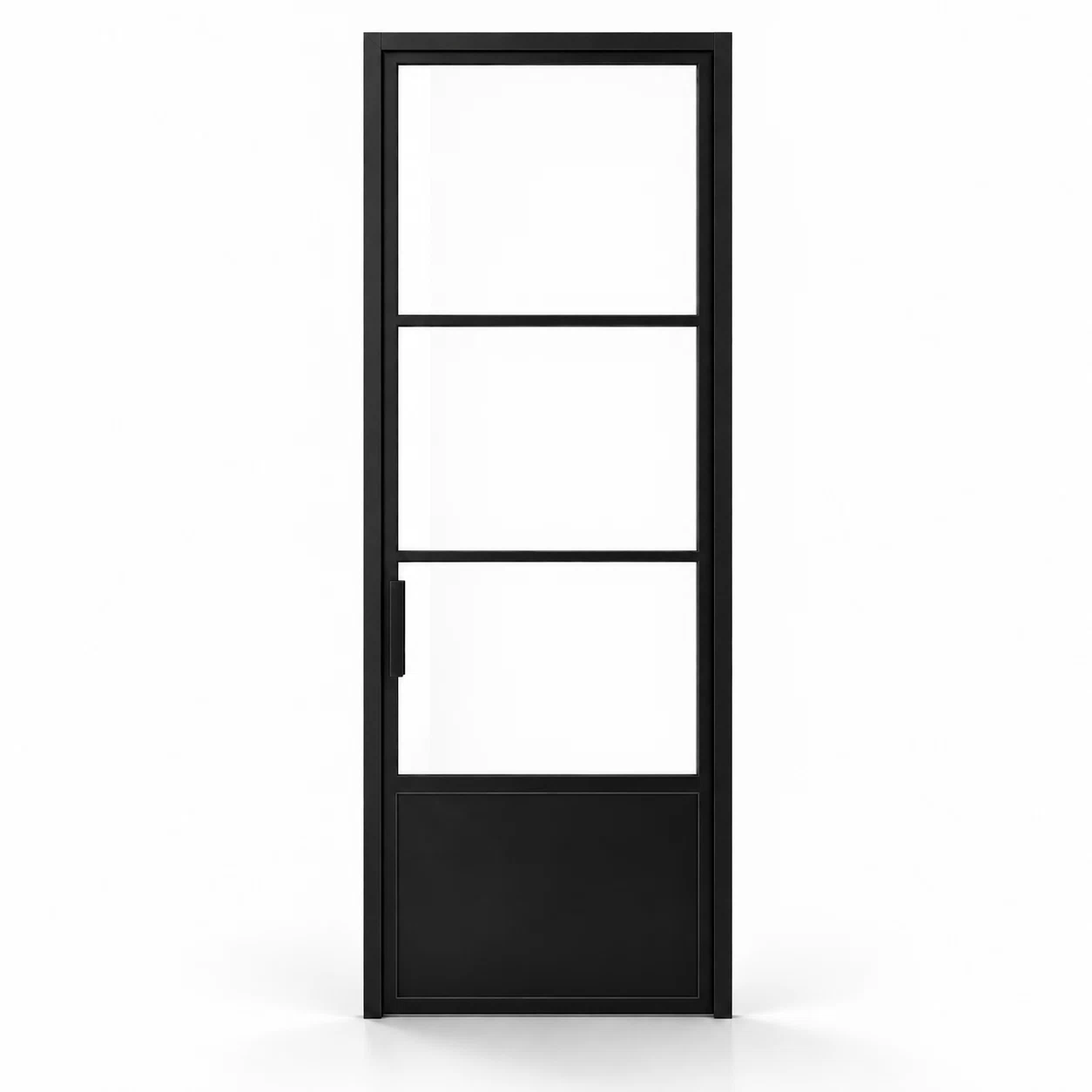 3-Lite Single Steel Pantry Door with Kickplate on a white background — product visualization