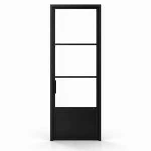 3-Lite Single Steel Pantry Door with Kickplate on a white background — product visualization